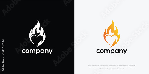 Tableau sur toile Heart on Fire Logo Design