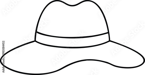 Stylish Wide Brim Sun Hat Outline Perfect for Summer Fashion and Outdoor Activities