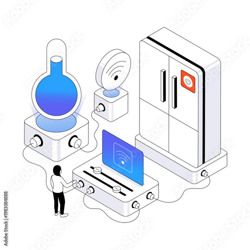 Vector design of smart fridge, isometric illustration