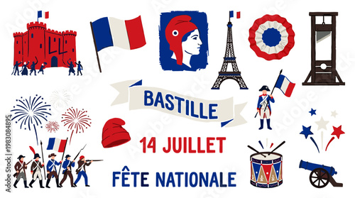 Bastille Day French National Celebration Symbols and Icons Fete Nationale 14 Juillet