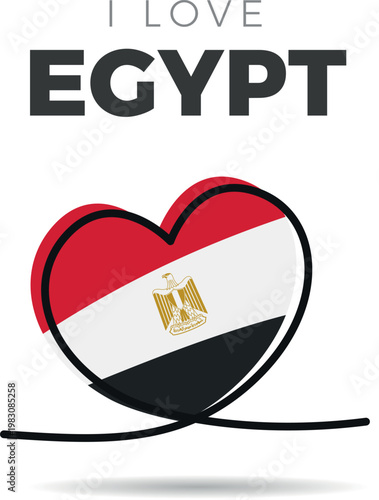 Flag of Egypt. Heart-shaped design with a black outline to highlight the silhouette