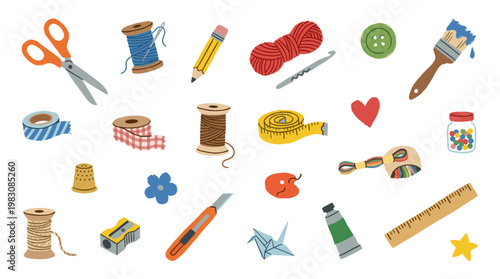 Creative Craft Supplies Assortment For Handmade Projects And Hobbies