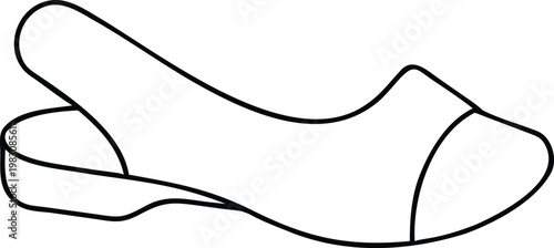 Stylish Womens Slingback Flat Shoe Outline Icon Design for Fashion and Footwear Concepts