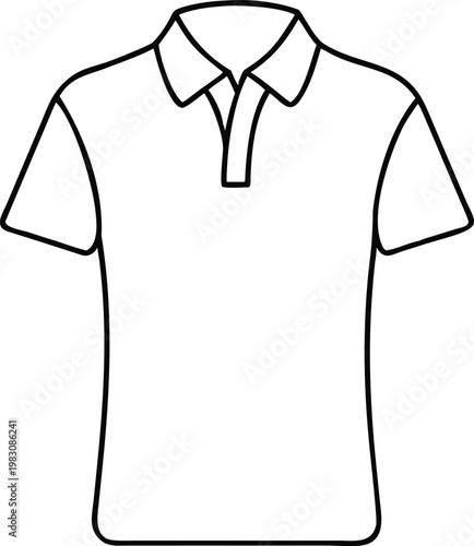 Traditional Short Sleeve Polo Shirt Outline for Fashion Layouts and Casual Wear Concepts