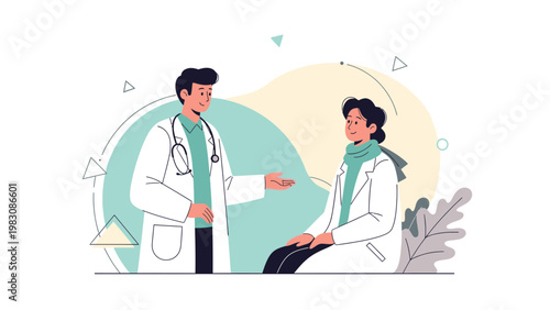 Doctor consulting patient, medical consultation, healthcare, doctor's visit, doctor and patient