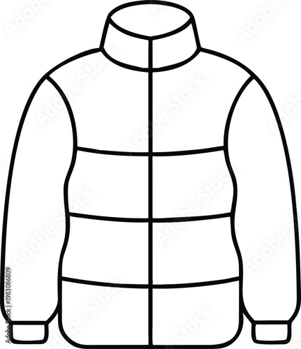 Warm quilted puffer jacket outline featuring a high collar perfect for winter apparel
