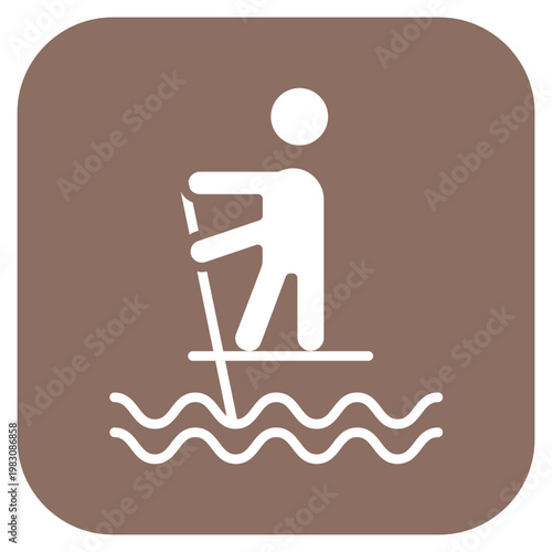 Standup Paddleboarding Icon Style