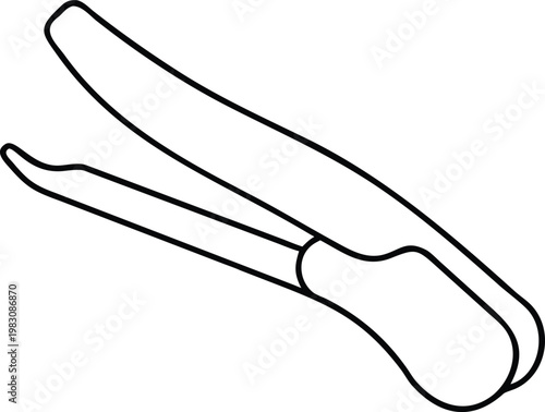 Wavy Hair Crimper Outline Drawing for Modern Hairstyling Appliances and Beauty Tool Concepts