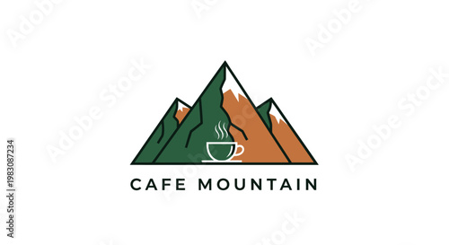 Minimalist mountain coffee logo for cafe branding.