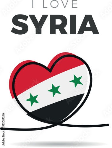 Flag of Syria. Heart-shaped design with a black outline to highlight the silhouette