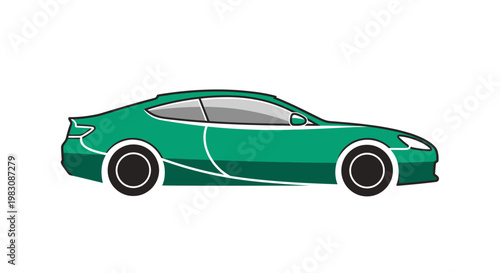 Vibrant green sports car illustration in a sleek side profile.