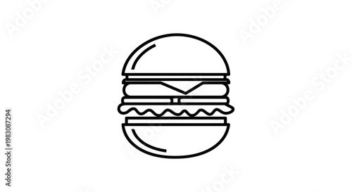 Simple Fast Food Burger Line Art Icon