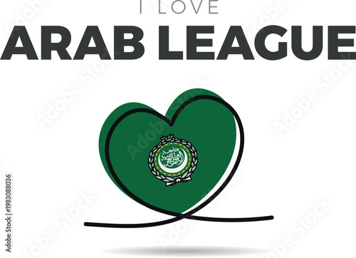 Flag of Arab League. Heart-shaped design with a black outline to highlight the silhouette