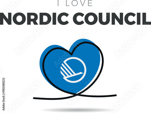 Flag of Nordic Council. Heart-shaped design with a black outline to highlight the silhouette