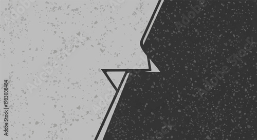 Abstract split design with textured light and dark halves