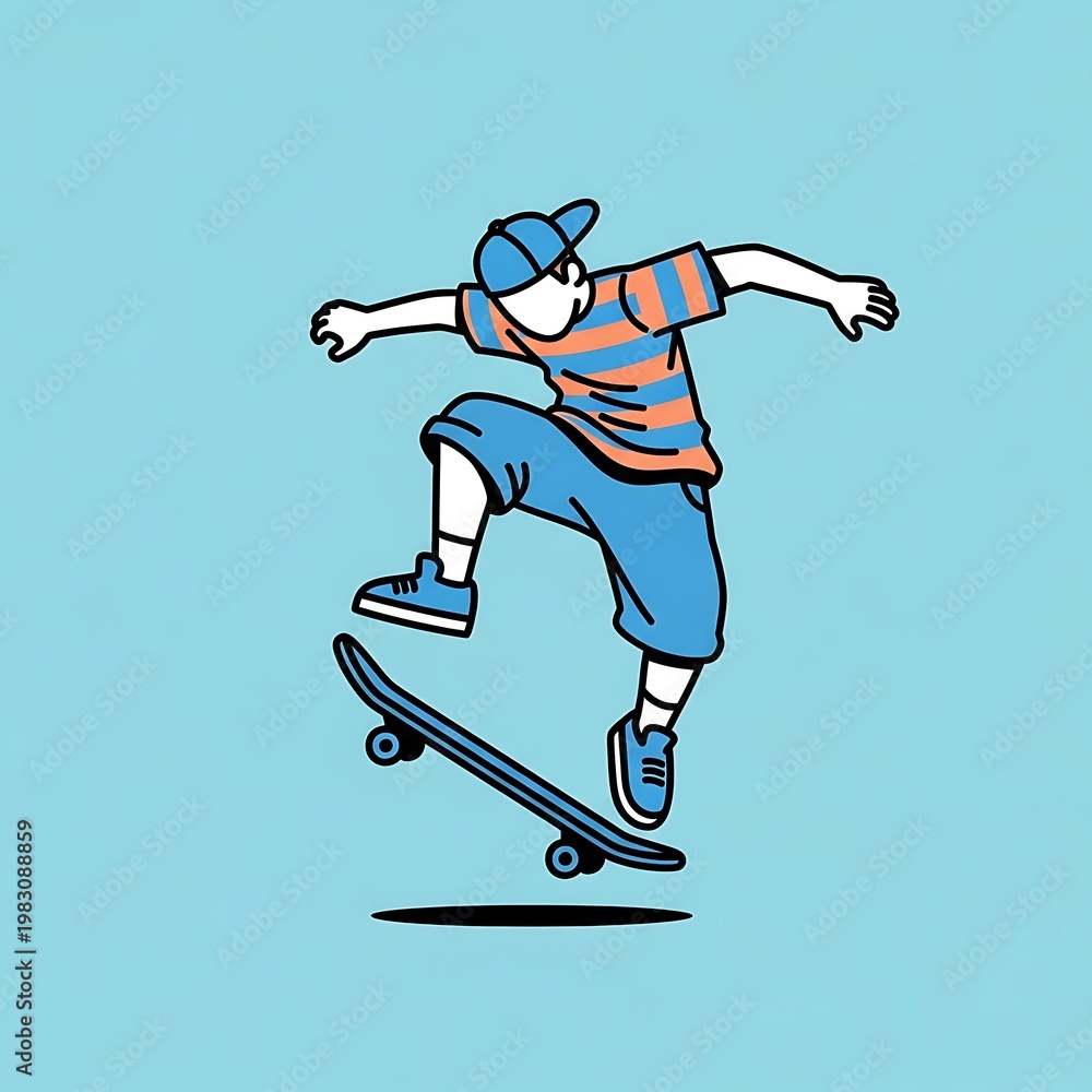 Obraz premium Boy performing skateboard trick aerial.