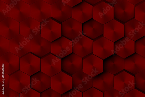 red 3d rendering of Abstract Honeycomb Design Futuristic design.