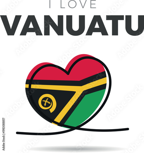 Flag of Vanuatu. Heart-shaped design with a black outline to highlight the silhouette