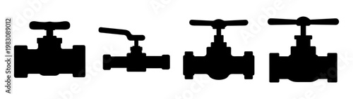 set of industrial control valves isolated on white background