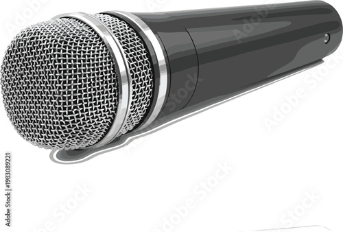 Handheld Microphone with Metal Mesh Head for Audio Recording, Live Performance, Podcasting, Broadcasting, and Professional Sound Equipment Illustration