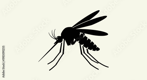 Black mosquito silhouette isolated on a plain background.