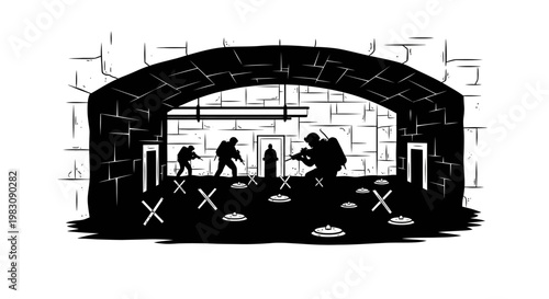 Special Forces Team Infiltrating Enemy Bunker With Mines