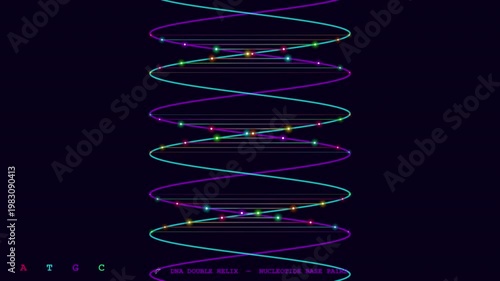 Wallpaper Mural Dynamic DNAHelix representation in beautiful 4K 3D animation, ideal for educational science backgrounds. Torontodigital.ca