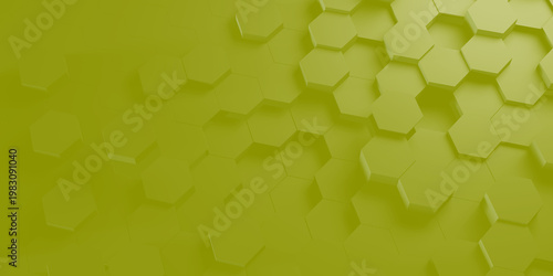 yellow 3d rendering of Abstract Honeycomb Design Futuristic design.