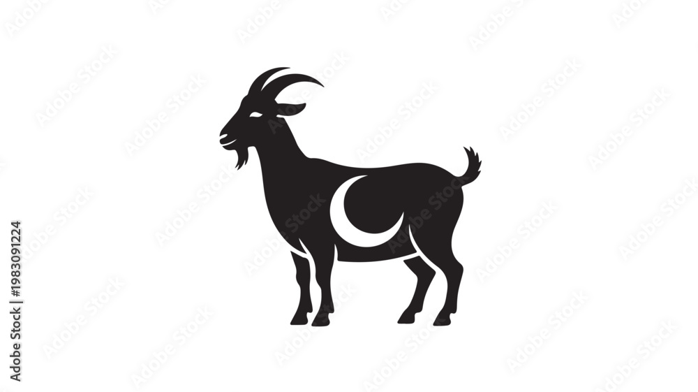 Fototapeta premium Black Goat Silhouette Standing For Wildlife Concepts