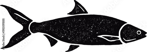 Milkfish Linocut Style Illustration 