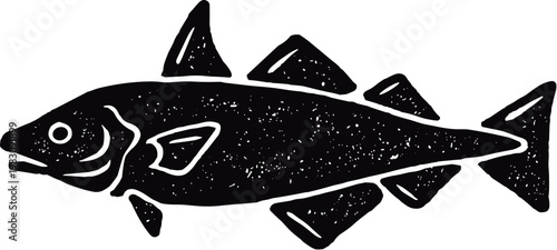 Haddock Fish Linocut Style Illustration 