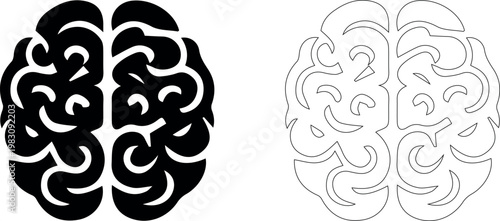 Human brain icon . Thinking, mind refresh, brain health, Simple brain symbol in side view. Mind sign solid and outline style, creative vector illustration 
