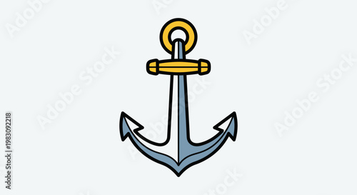 Steel anchor with gold details.