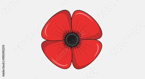 Red poppy flower vector illustration isolated on plain background