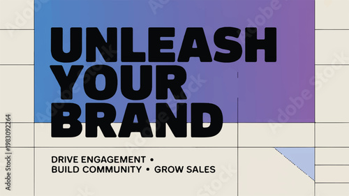 unleash your brand text on colorful background with beige squares