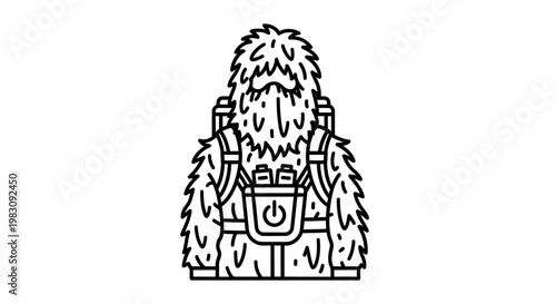 Camouflage Ghillie Suit Icon, Hunter, Soldier, Sniper, Survivalist, Outdoor Gear