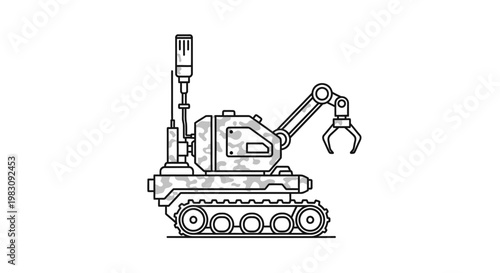 Camouflaged Robotic Arm Vehicle on Tracks