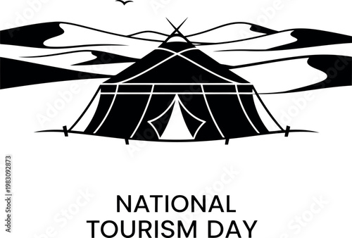 National Tourism Day Logo Featuring Traditional Tent Structure Design