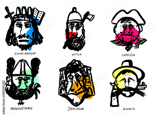 Quadro su tela Caricatures de personnages célèbres