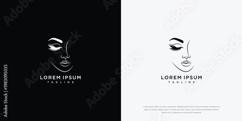 Elegant Woman Face Line Art Logo Design