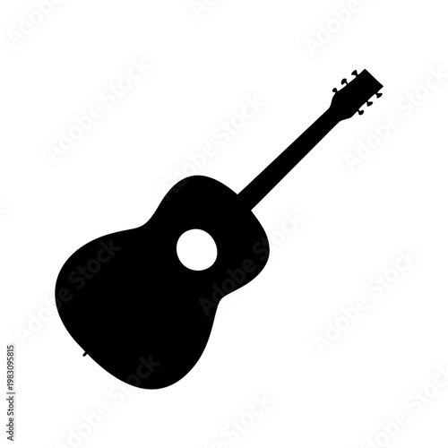 Acoustic Guitar Silhouette Vector Icon for Musical Design