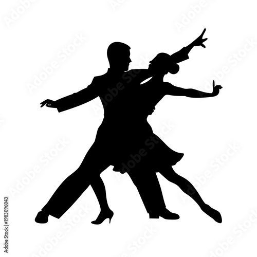 Ballroom Dance Couple Silhouette - Latin Salsa and Tango Dancers Vector Illustration