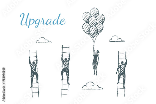 Upgrade - Balloons lift one worker above ladders, progress