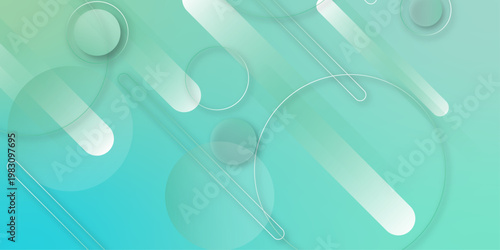 Light Green Geometric Gradient Background. Futuristic Technology. Light Green geometric round objects abstract background. clean simple modern abstract white shape background. Geometric background. 