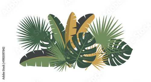 A modern, minimalist graphic featuring stylized leaves, evoking a sense of nature, growth, and tranquility. Suitable for branding, website design, or 