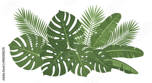 A vibrant monstera leaf on a clean white background evokes a sense of natural calm and is ideal for marketing materials or website design needing a to