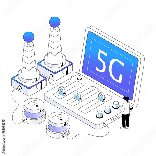 Trendy design illustration of cloud 5g network 