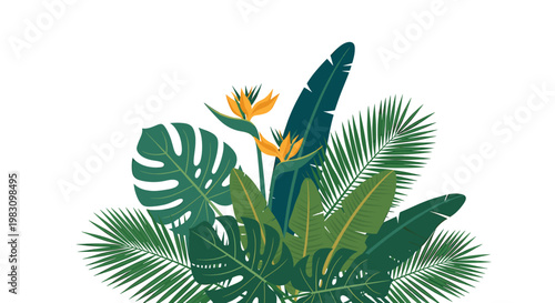 A vibrant green palm leaf isolated against a clean white background, conveying a feeling of freshness, tranquility, and natural elegance for branding 