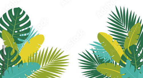 Vibrant tropical leaves create a fresh and modern background, perfect for marketing materials, website design, or adding a touch of nature to any proj