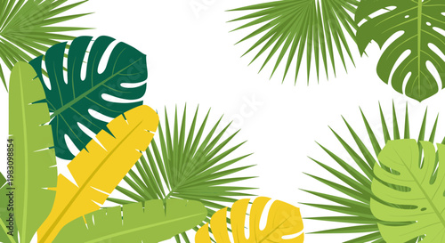 Vibrant tropical leaves create a refreshing, modern pattern, perfect for backgrounds, marketing materials, and adding a touch of natural energy to any